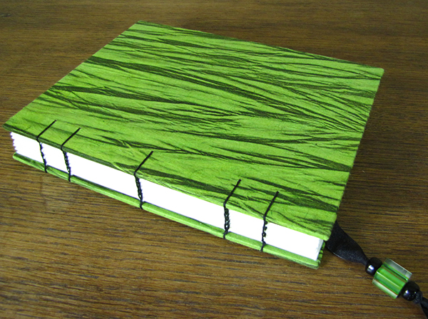 Handmade Green Journal with Black Coptic Bound by Jean Wyatt