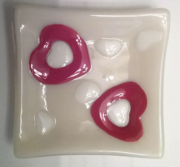 "Two Hearts Beat As One" by Susan Zarit in glass