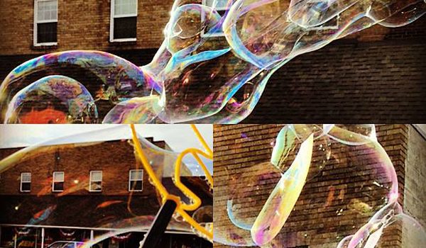 "Bubbles in June" by Renne Emiko Brock. Huge bubbles in downtown Sequim.