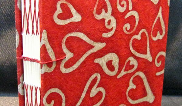 handmade red hearts journal by Jean Wyatt