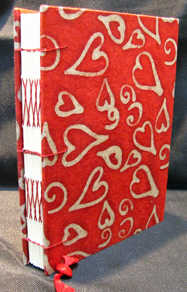 handmade red hearts journal by Jean Wyatt