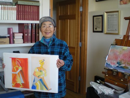 Ryoko Toyama with fellow artist studies