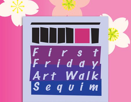 April 5 First Friday Art Walk Sequim Flourishes and Flocks with the Pink Theme and BirdQuest Matching Game